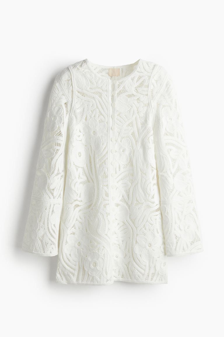 Crochet-look Dress - White - Ladies | H&M US | H&M (US + CA)