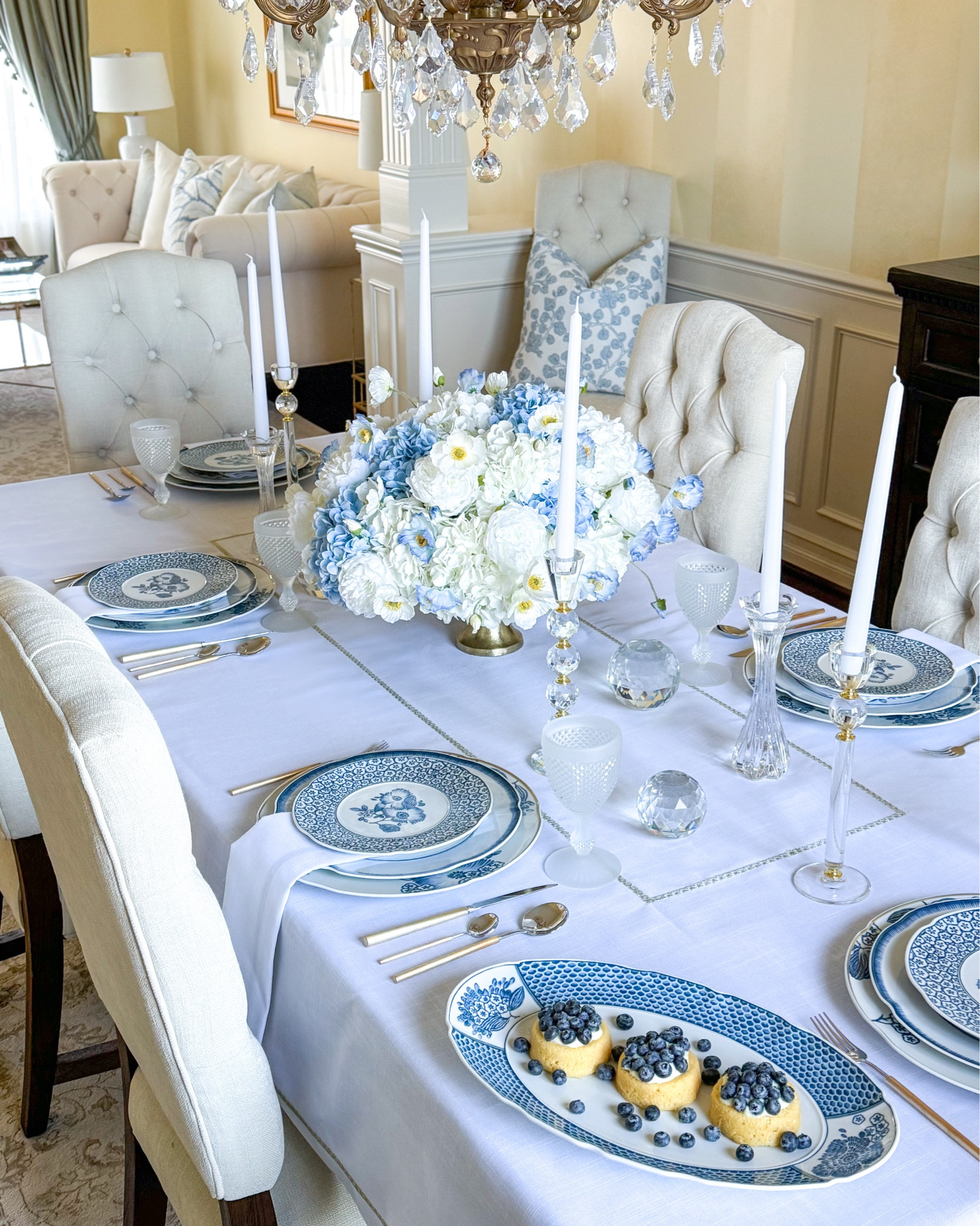 Shop my blue and white spring tablescape featuring the Coralina collection from Vista Alegre, designed by Oscar de La Renta!

Blue and white decor, faux flowers, real touch hydrangeas, Amazon finds, Amazon flowers, crystal candleholders, crystal orbs, blue and white china, poppies, spring entertaining, spring centerpiece, Easter tablescape, gold flatware 

#LTKFindsUnder100 #LTKSeasonal #LTKHome