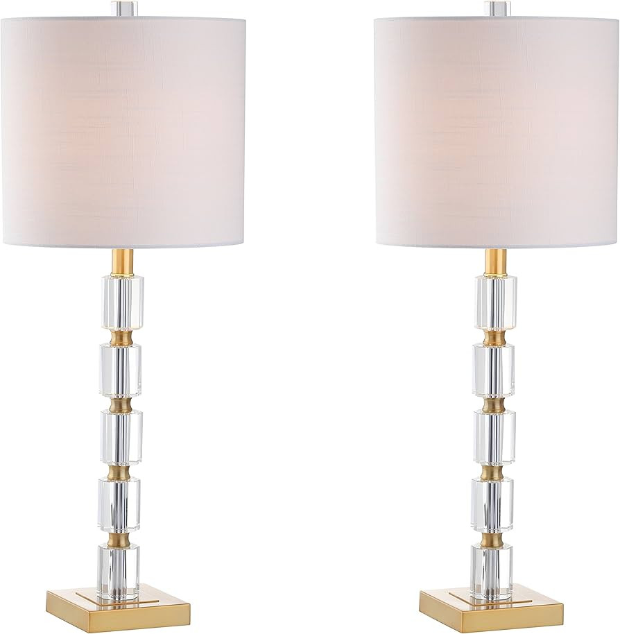 JONATHAN Y JYL5001A-SET2 Set of 2 Table Lamps Claire 28.5" Crystal LED Table Lamp Glam Bedside De... | Amazon (US)