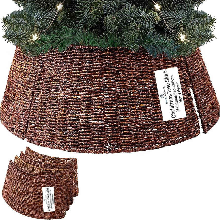 DECO EXPRESS Weihnachtsbaum Rock, Geflochtener Korb für Tannenbaum, Abdeckung Christbaumständer... | Amazon (DE)