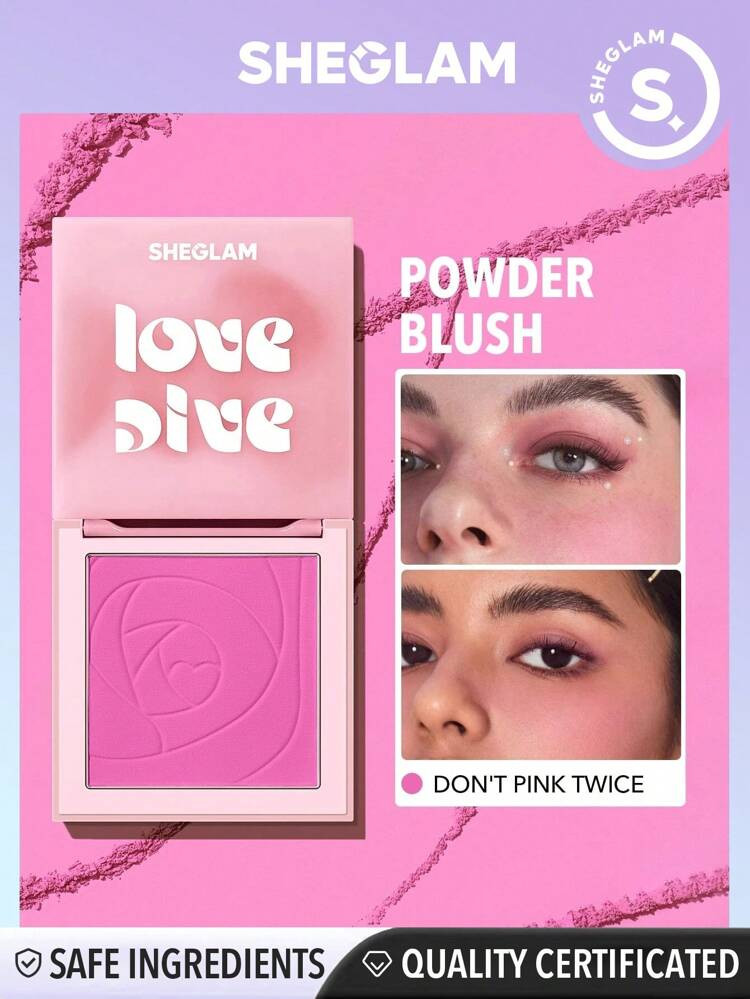 SHEGLAM Love Dive Tender Heart Powder Blush-Dont Pink Twice  Matte Finish Blush Highly Pigmented... | SHEIN