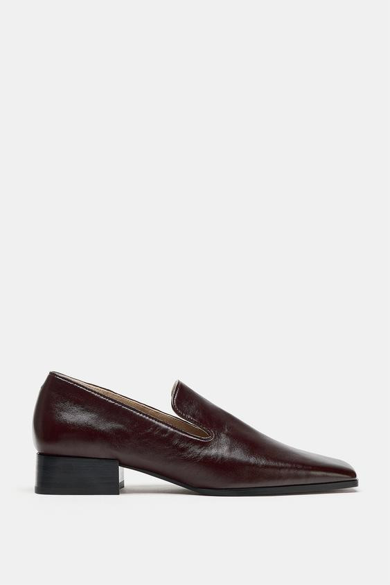 Zara - Limited Edition Leather Heeled Loafers - Brown - 9 - Woman | Zara Canada