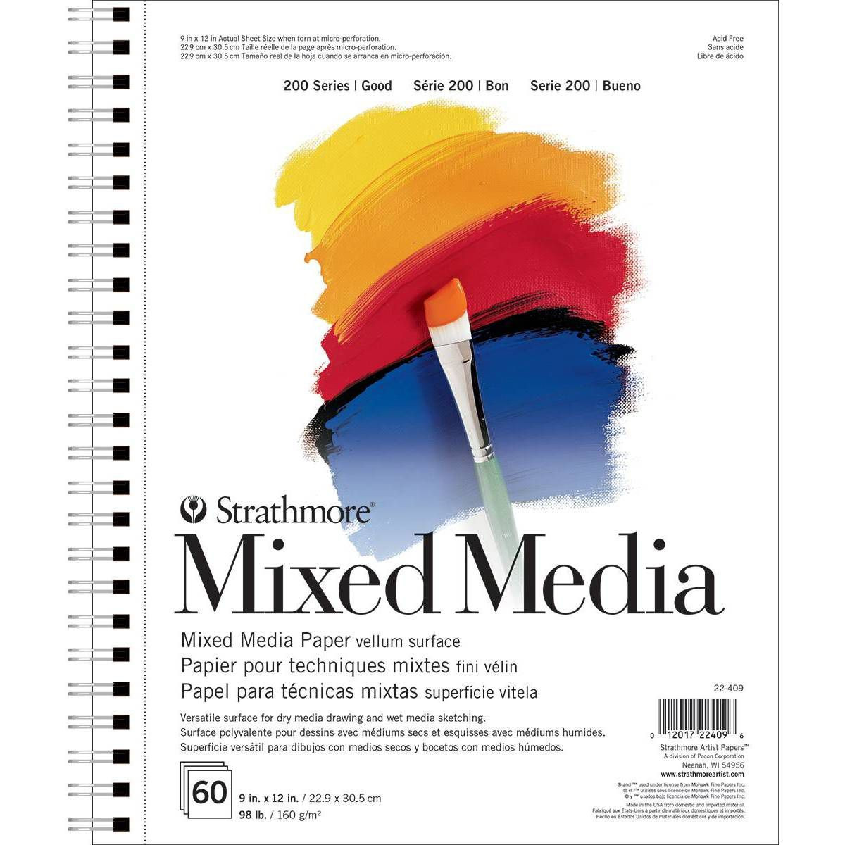 9"x12" Spiral Mixed Media Paper Pad 60 Sheets - Strathmore | Target