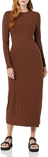 Amazon Essentials Women's Wide Rib Open Back Long Sleeve Dress (Previously Daily Ritual) | Amazon (US)