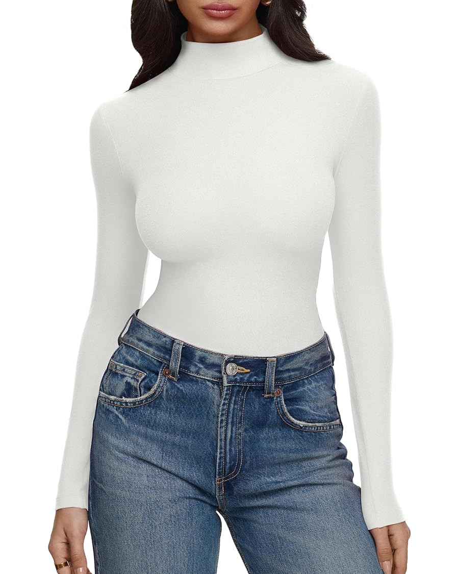 REORIA Women’s Turtleneck Tops Slim Basic Mock Neck Long Sleeve Shirts 2025 Fall Winter Layerin... | Amazon (US)