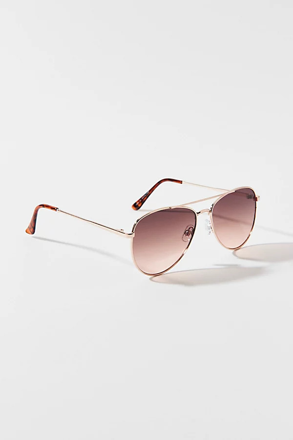 Urban Outfitters UO Essential Metal Aviator Sunglasses in Gold, Women's at Urban Outfitters | Urban Outfitters (US and RoW)