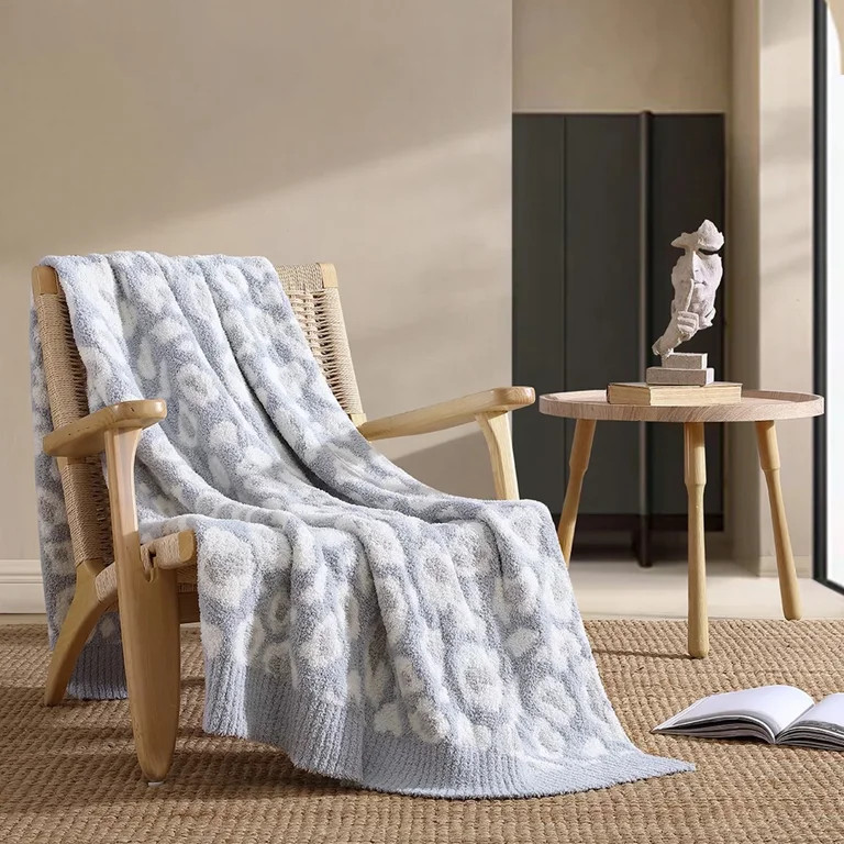 Better Homes & Gardens Gray Leopard Cozy Knit Throw Blanket, Oversized Throw - Walmart.com | Walmart (US)