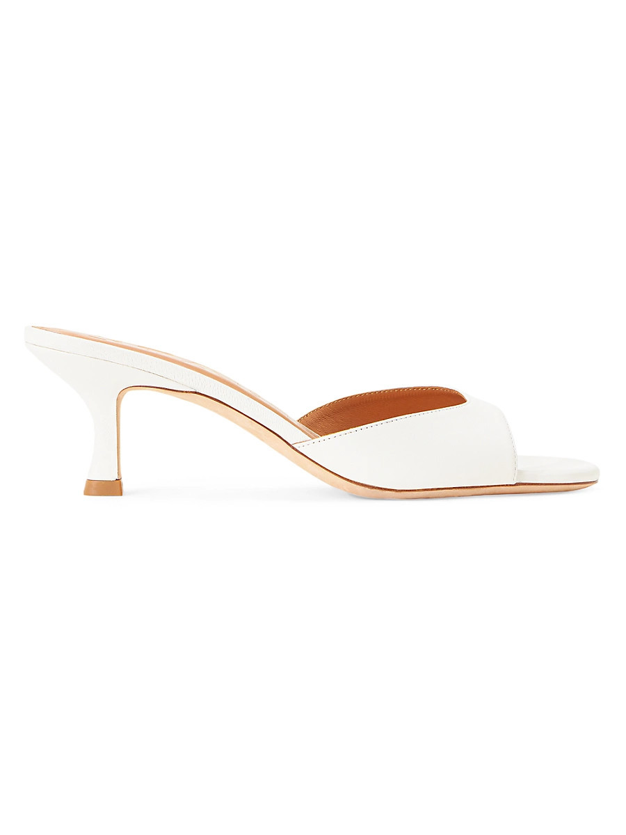 Women's Brigitte 55MM Leather Mules - Paper - Size 10.5 | Saks Fifth Avenue