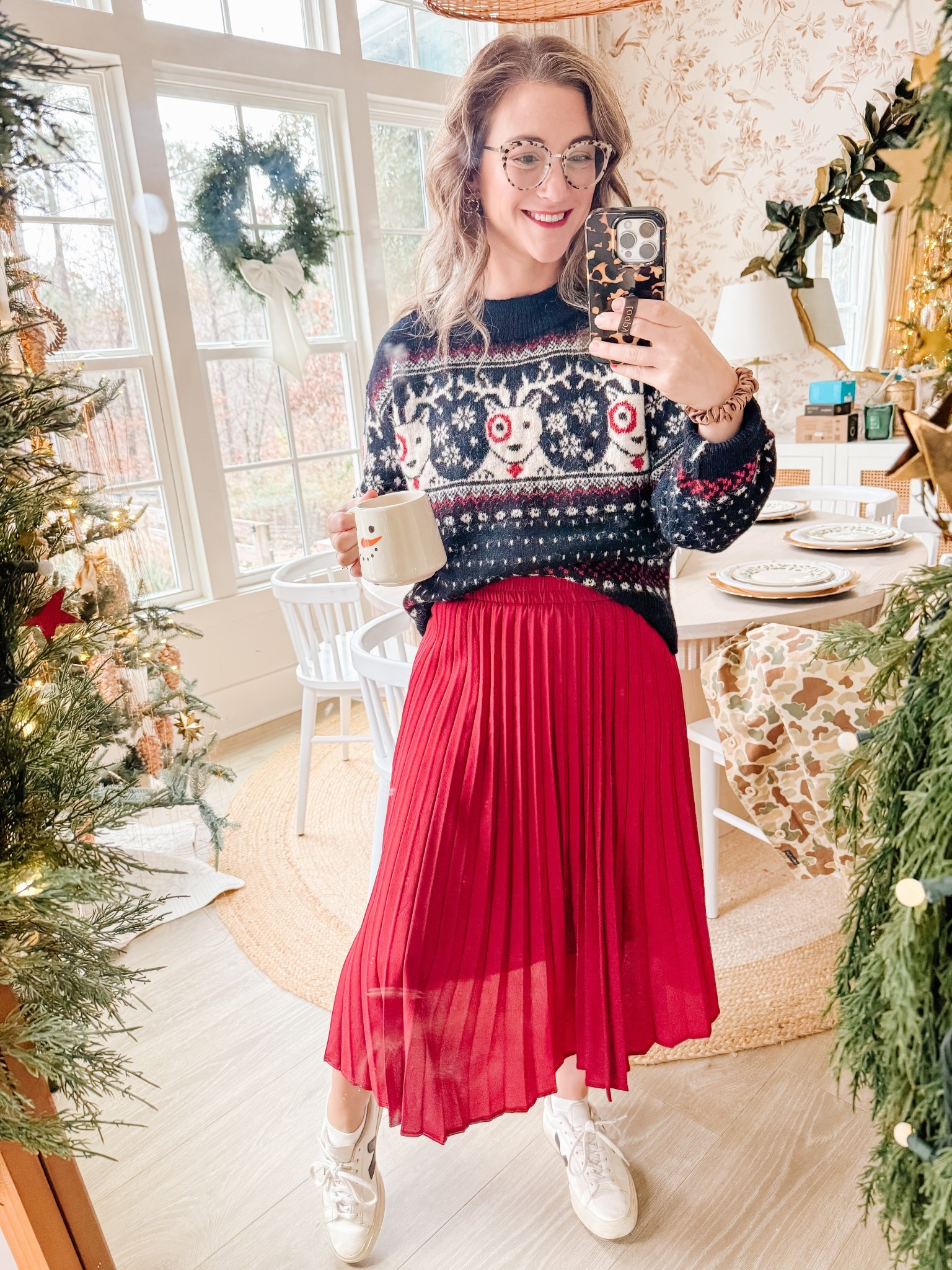 Christmas party outfit ! Target dog sweater : red wine midi skirt 

#LTKdayinmylife #LTKSeasonal #LTKHoliday