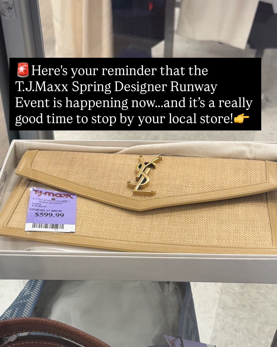 1)The list of participating stores is on my IG!
2) The link to shop this Event online is attached here! As well as the link to Designer markdowns!

‼️In case you missed the news! Select T.J.Maxx stores across the U.S. are currently holding Designer Runway Events…this only happens twice a year!

During these events, participating stores get significantly more Designer finds (compared to the rest of the year) over the course of about a month… the event started on March 10th, so new shipments will continue to come in over the next few weeks! 

Here are some photos from today, scroll right to see examples of what stores have…including discounted YSL, Tiffany & Co., and more! 

✨Follow for Designer Finds for less! @TJ Maxx 

#LTKgrwm #LTKSaleAlert #LTKSeasonal