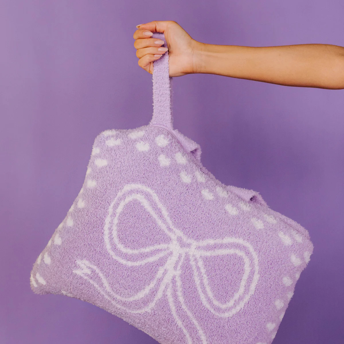 Purple Bow Quillow 50x60 | Travel Blanket Pillow Combo | Staykation