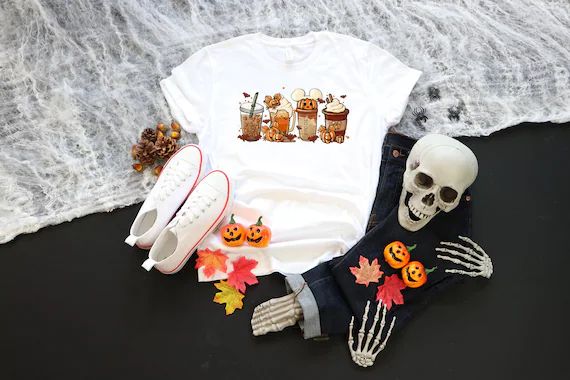 Fall Coffee Shirt, Cute Halloween Fall Shirt, Mouse Ears Coffee Lover Shirt, Pumpkin Spice Latte ... | Etsy (US)