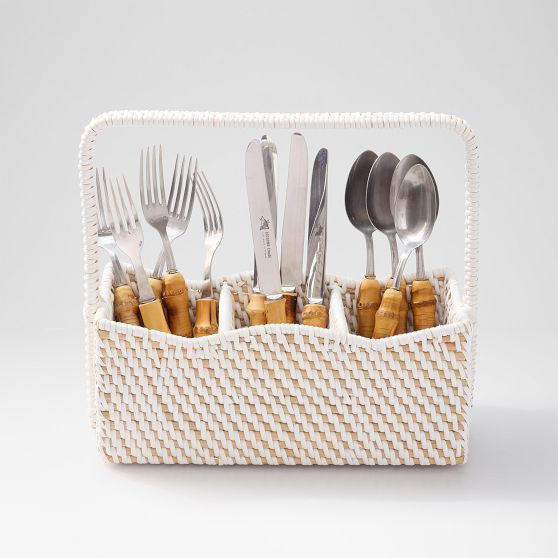 Chatham Woven Rattan Flatware Caddy | Mark and Graham