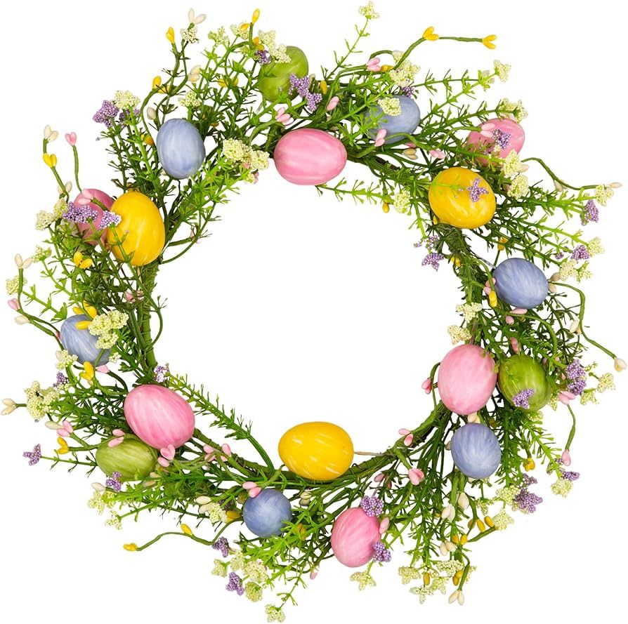 VGIA 12 inch Artificial Easter Wreath with Colored Egg and Mixed Twigs Spring Wreath for Front Do... | Amazon (US)
