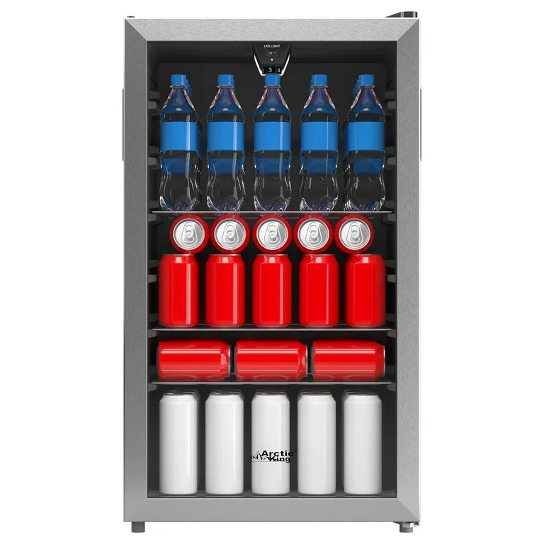 Arctic King 115-Can Beverage Fridge & Cooler, Stainless Steel Look, ARV115B1AST | Walmart (US)
