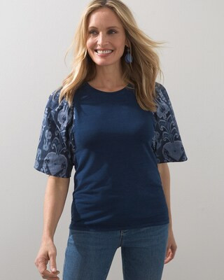 Indigo Ikat Print Sleeve Tee | Chico's