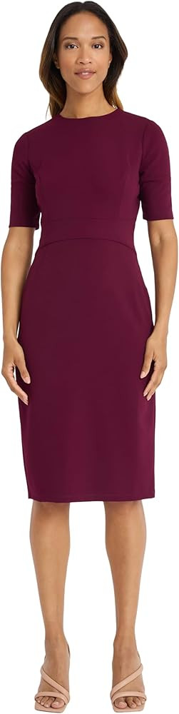 Donna Morgan Women's Curved Waist Seam Crepe Workwear Dress Career Office Desk to Dinner Event Oc... | Amazon (US)
