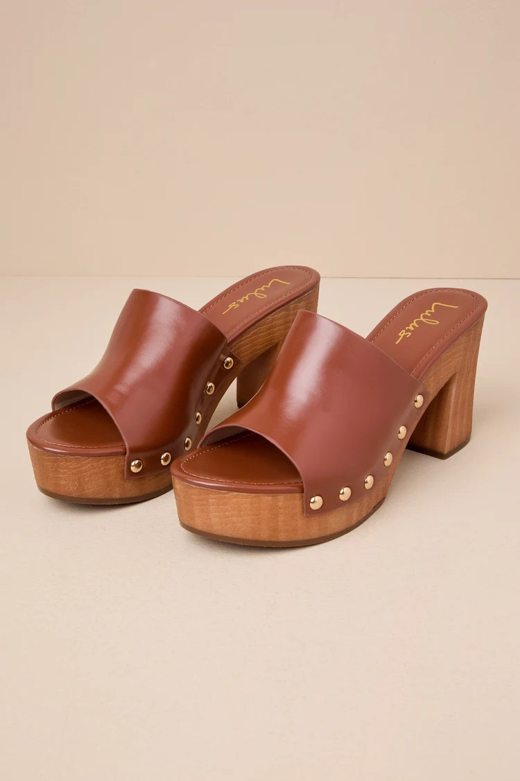 Jaylani Cognac Platform Mule Sandals | Lulus