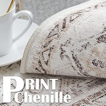 jinchan Area Rug 5x7 Persian Rug Indoor Accent Rug Taupe Vintage Floor Mat Chenille Soft Mat Flor... | Amazon (US)