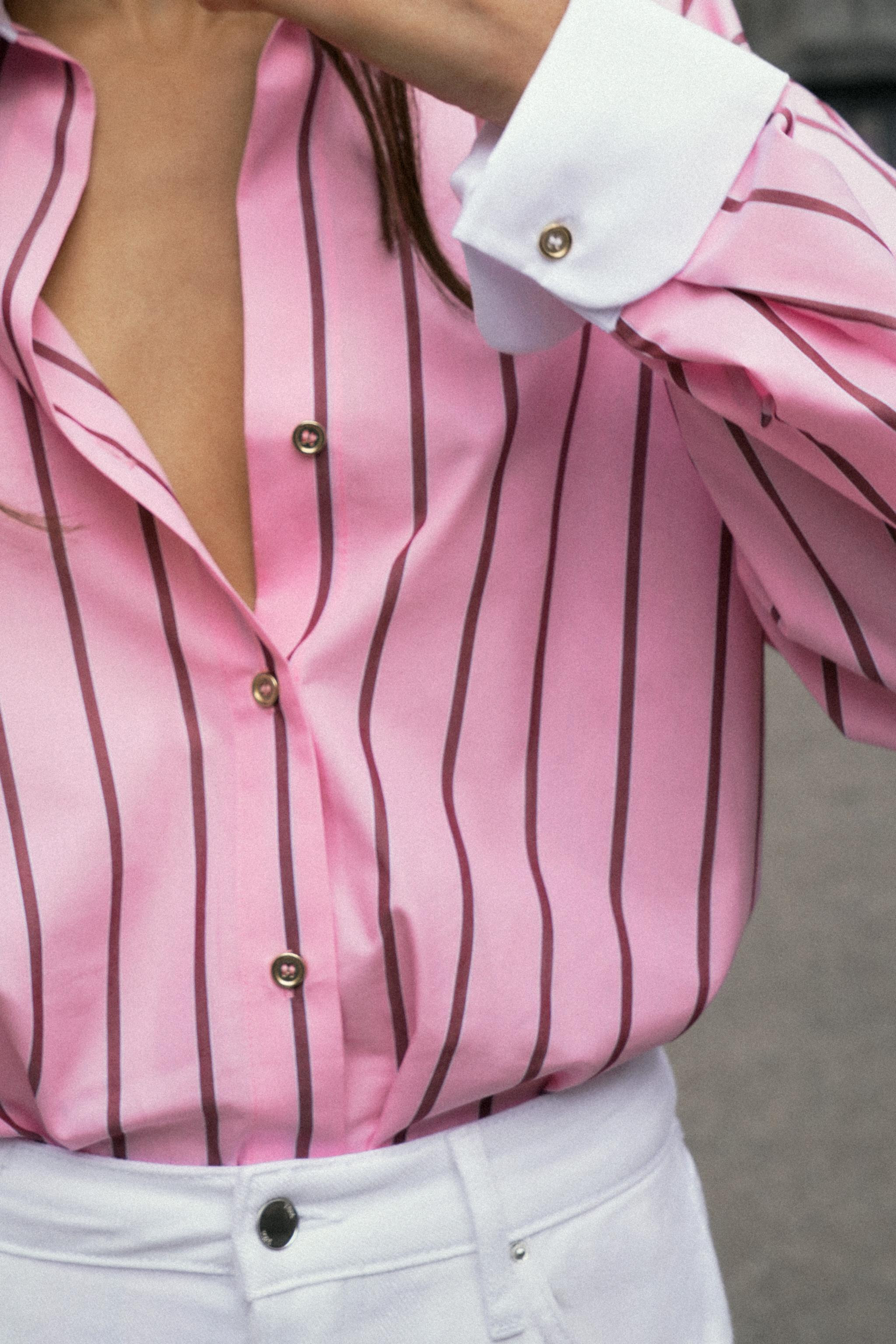 OVERSIZED STRIPED SHIRT WITH CONTRAST CUFFS | Zara US
