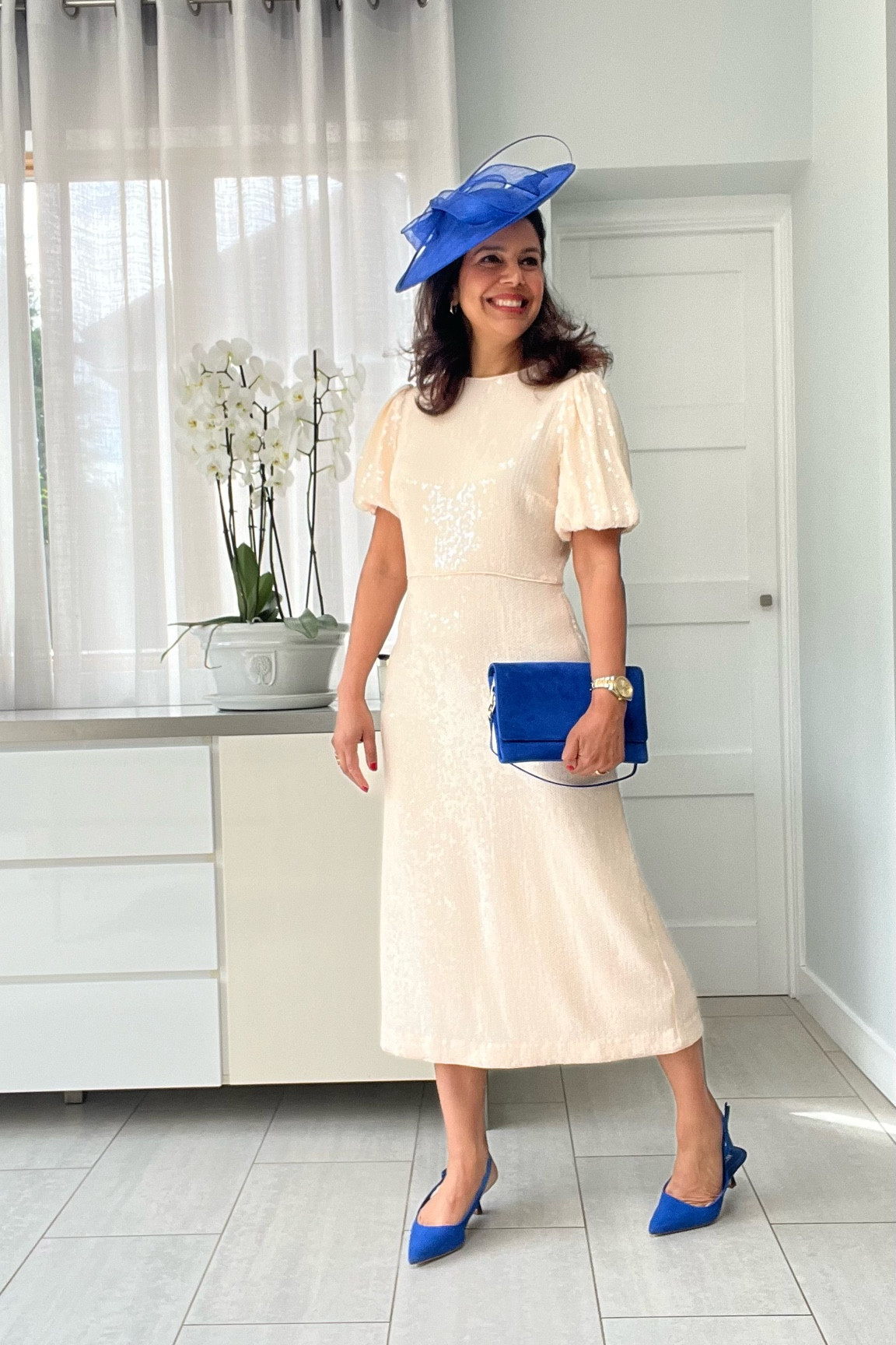 Hobbs London - size up on dress, Ascot Races, Goodwood, special occasion dresses, sequin dress, cream dress, midi dress, Spring dresses, bags, petite fashion,
Summer dresses, cocktail dress, transitional outfit, transitional style, spring outfit ideas, spring fashion, kitten heels, blue accessories.

#LTKuk #LTKeurope #LTKover50style