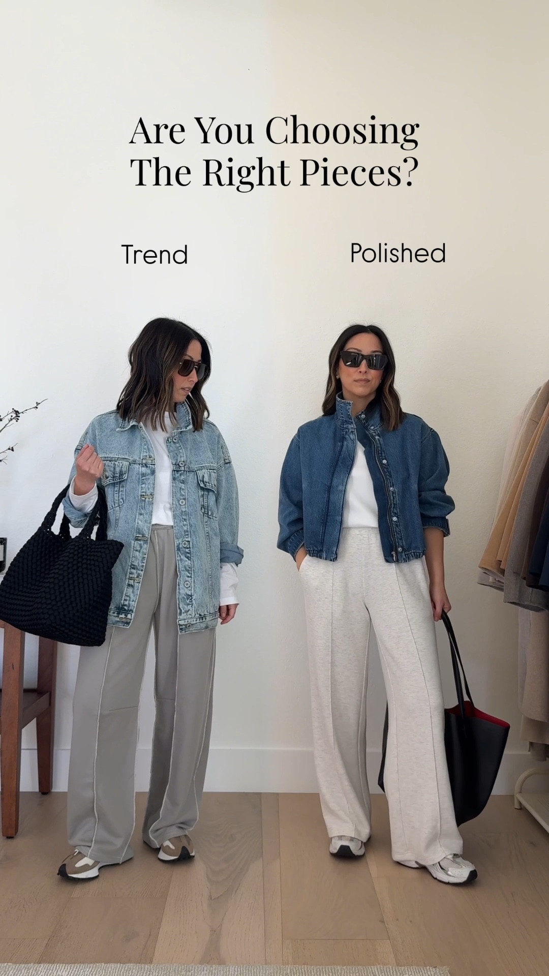 Trend vs. Polished. Are you choosing the right pieces?

Polished outfit: 

Madewell denim jacket xs - but exchanging for the small
Aritzia tee medium
Varley wide leg leisure pants xs 28" inseam
New Balance 530's size 6
Mansur Gavriel tote
YSL Sunglasses
Quince earrings
Dosey James necklace 15"

#LTKootd #LTKmomlife #LTKPetite