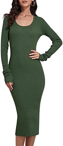 Rocorose Women's Crewneck Pullover Sweater Dress Elasticity Slim Fit Sweater Knitted Bodycon Dres... | Amazon (US)