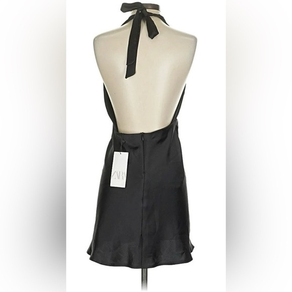 ZARA SATIN Elegant Black Halter Dress | Poshmark