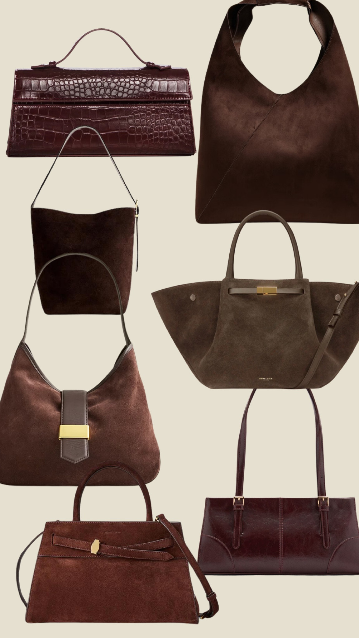 Chocolate suede bags