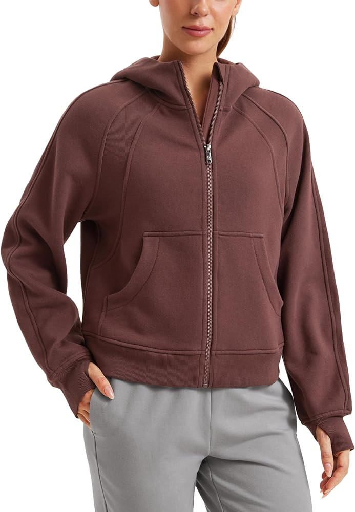 CRZ YOGA Womens Fleece Lined Full Zip Hoodies Jacket Oversized Long Sleeve Casual Workout Hooded ... | Amazon (US)