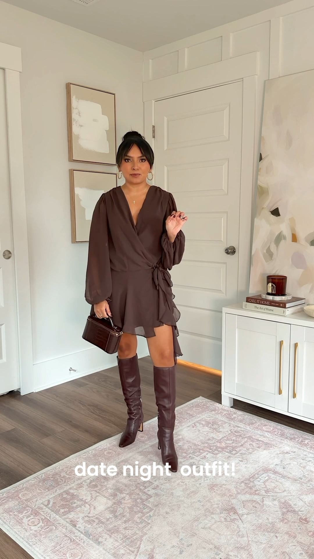 Date night outfit!
Brown dark coffee wrap mini dress size xs petite TTS - use code AFFLEECE for an extra 15% off through 10/13
Brown spiced pecan color boots size 5.5 TTS

#LTKStyleTip #LTKSaleAlert #LTKPetite
