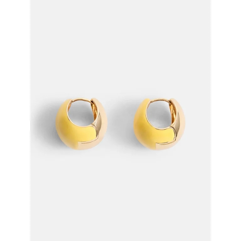 Free Assembly Women's Two Tone Hoop Earrings | Walmart (US)