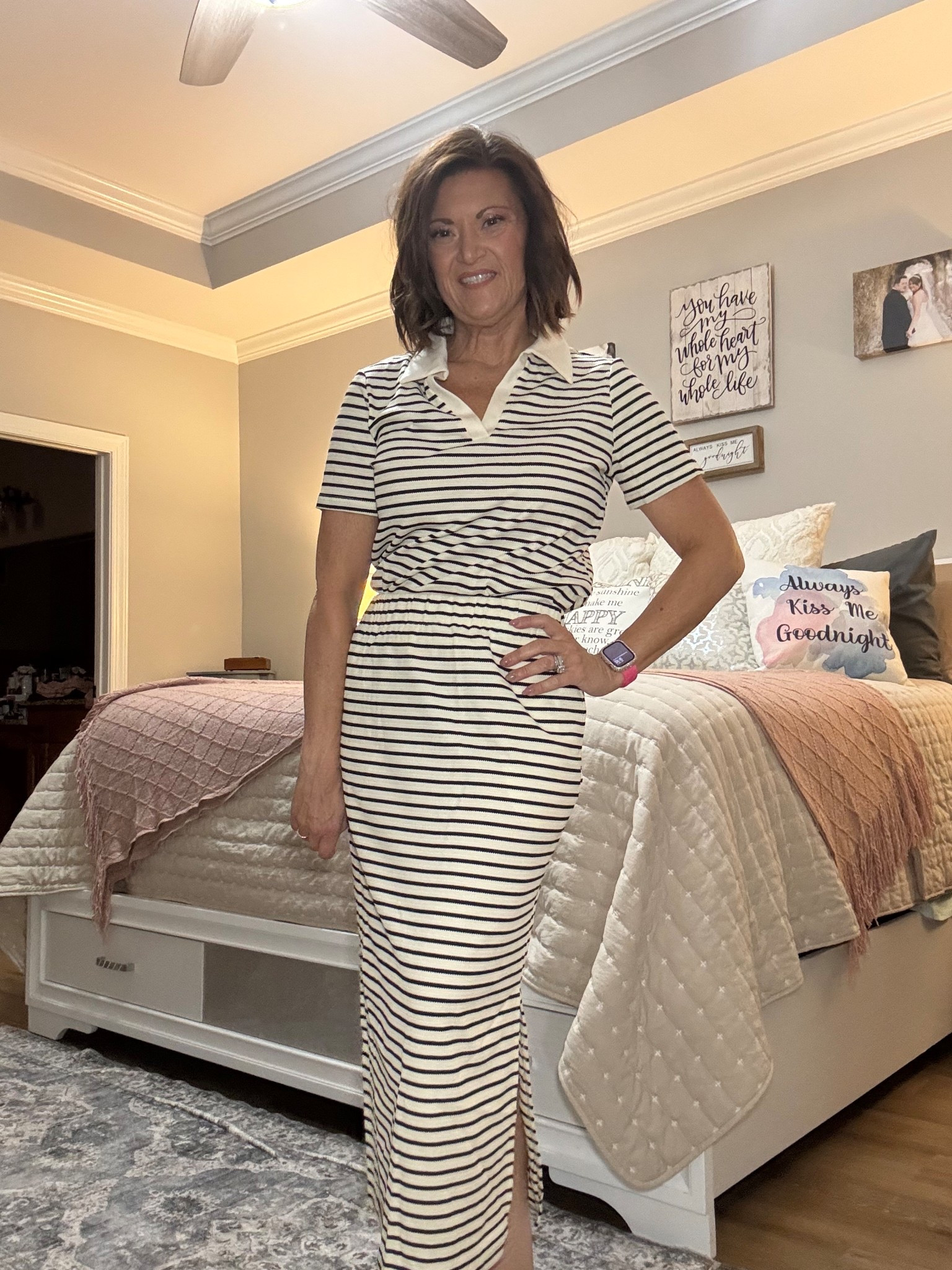 Stripes will always be a classic 🤍🖤 This matching set takes the timeless stripe trend and makes it effortlessly chic with a collared short-sleeve top and coordinating maxi skirt. The soft fabric keeps it comfy while the tailored details give it that polished vibe.

Perfect for casual Fridays at the office, teacher outfits, or weekend brunch, this set is one of those pieces that looks like you tried way harder than you actually did. Effortless style at its best 🙌

#AmazonFashion #AmazonFinds #LTKStyle #LTKFashion #MatchingSet #TeacherOutfits #BusinessCasualStyle #FallOutfitInspo

#LTKOver40 #LTKWorkwear #LTKStyleTip