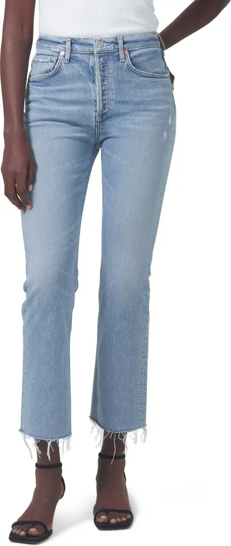 Isola High Waist Fray Hem Crop Bootcut Jeans | Nordstrom