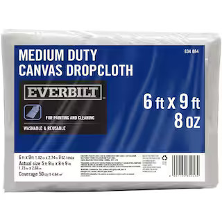 Everbilt 6 ft. x 9 ft. Medium Duty Canvas Drop Cloth BARI-DP8-6.9 - The Home Depot | The Home Depot