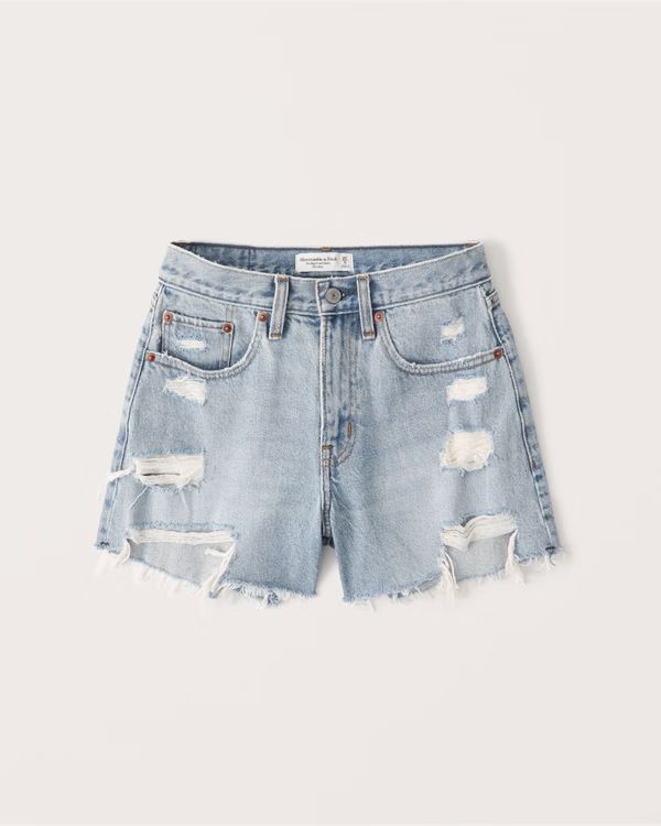 Curve Love Mid Rise Boyfriend Shorts | Abercrombie & Fitch (US)