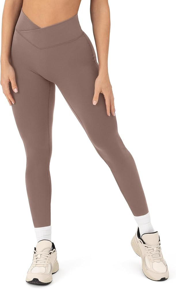 Pilates Crossover Leggings for Women | Buttery Soft High Waisted V Cut Cross Waist Workout Yoga P... | Amazon (US)