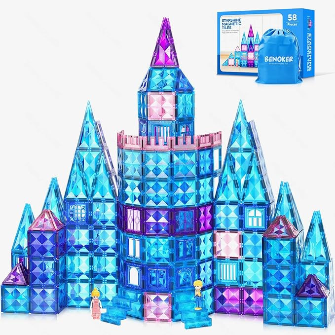 Ice Castle Magnetic Tiles-Sparkling Building Blocks, 3D Educational Toys for Kids, Construction S... | Amazon (US)