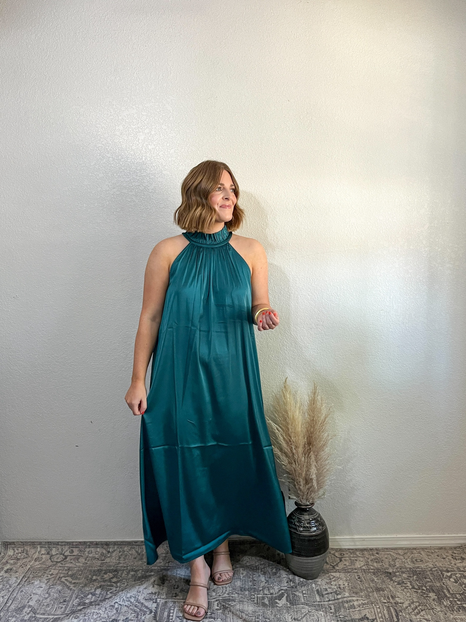 Amazon Event Dress// love the high neck and satin material! Really nice quality 

Very roomy and flowy. Wearing L (runs big) I could have sized down

#LTKMidsize #LTKFindsUnder50 #LTKWedding