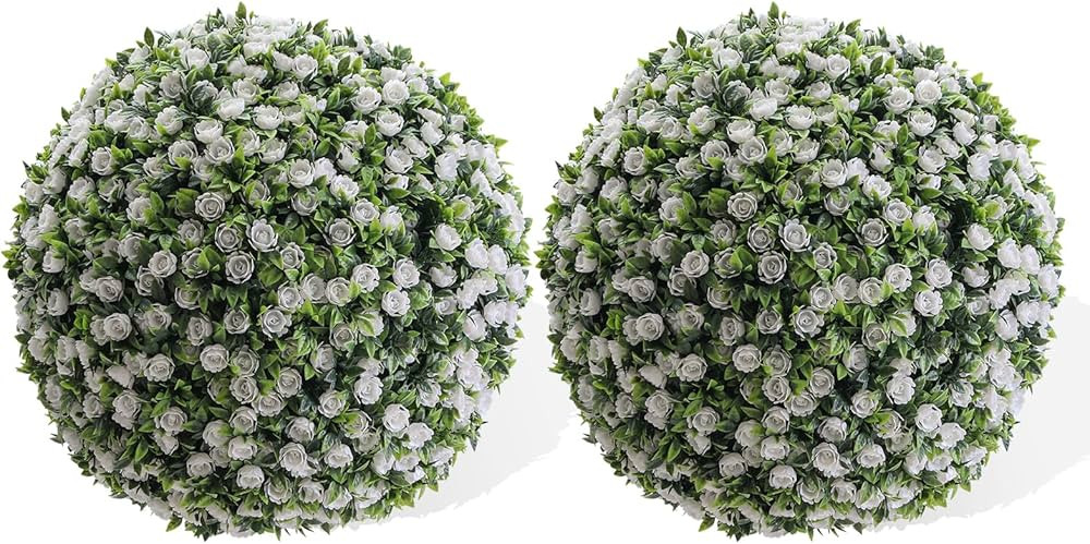 20.8" Artificial Topiary Balls 2PCS, Flower Topiary Ball Decorative Balls for Outdoor Patio Garde... | Amazon (US)