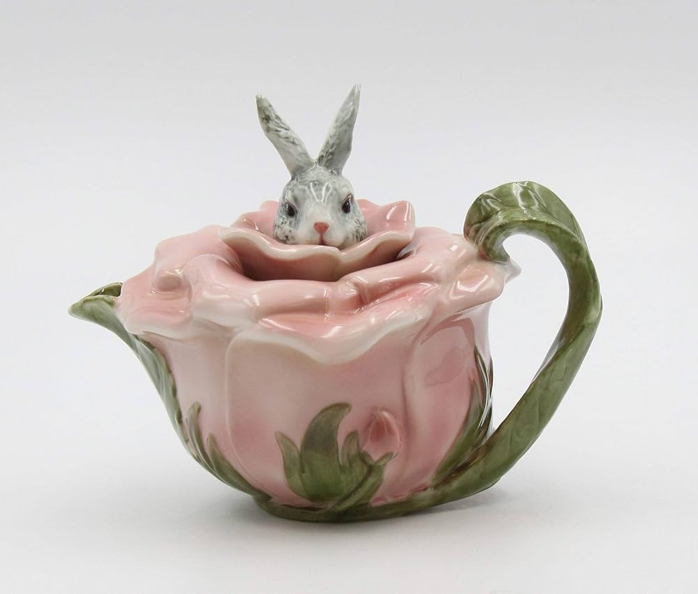 Fine Porcelain Victorian Rose Bunny Rabbit Teapot, 6-7/8" L | Amazon (US)