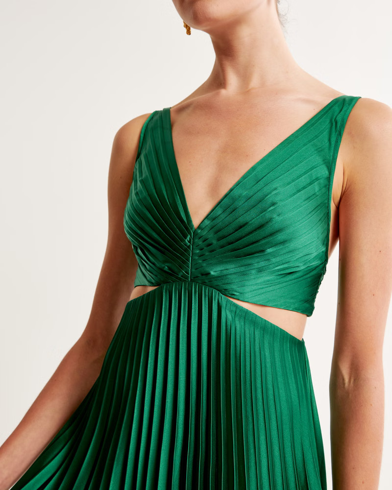 The A&F Giselle Pleated Cutout Maxi Dress | Abercrombie & Fitch (US)