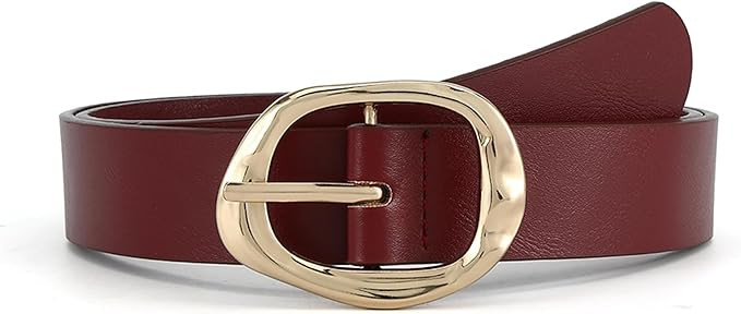 Earnda Leather Belts for Women Casual Fashion Waist Belt with Liquid Shapes Gold Buckle for Jeans... | Amazon (US)