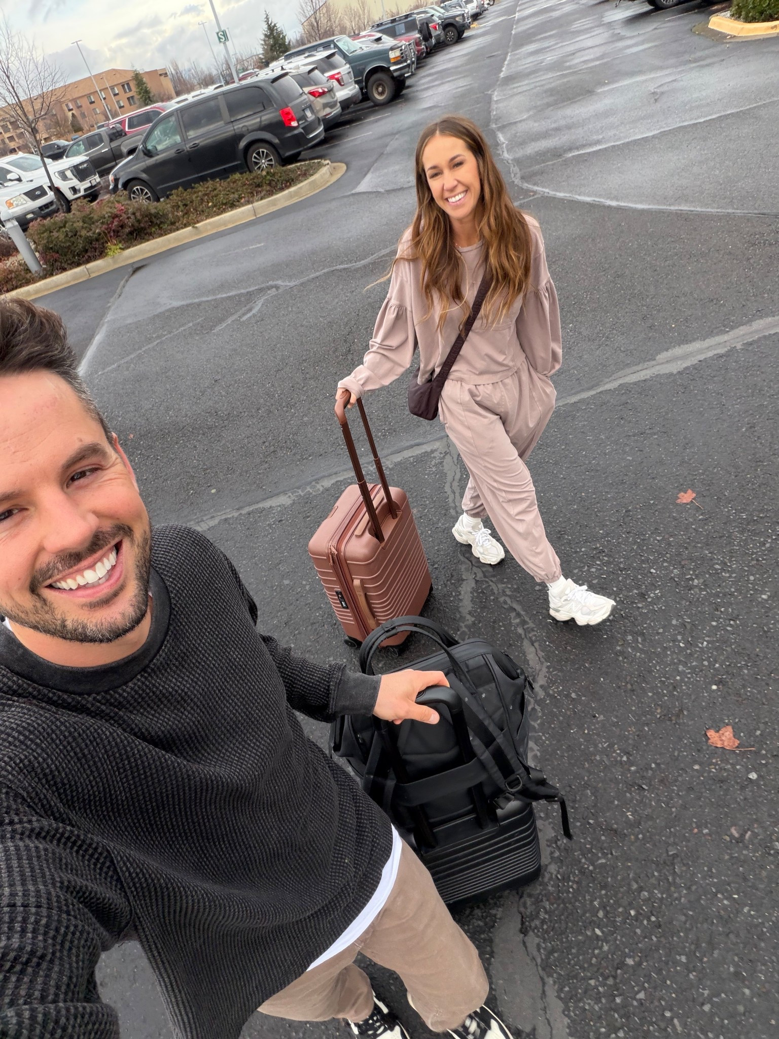 Here are our travel fits and gear! I got my wife her jumpsuit and shoes for Christmas and of course we’ve had our beis luggage for a while and love it! Also I’ve been loving these oversized thermal shorts from Walmart! 

#LTKSaleAlert #LTKdayinmylife #LTKTravel