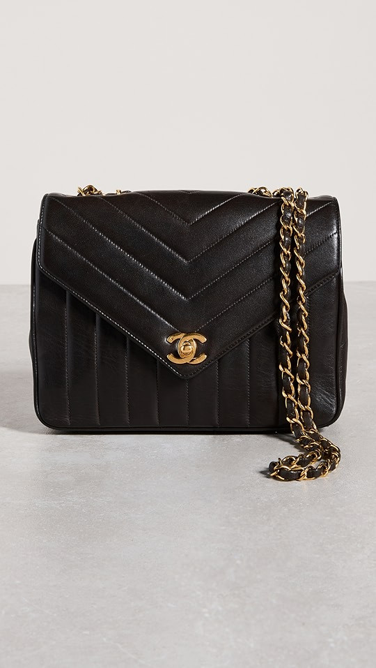 Chanel Brown Lambskin Chevron Envelope Flap Bag | Shopbop