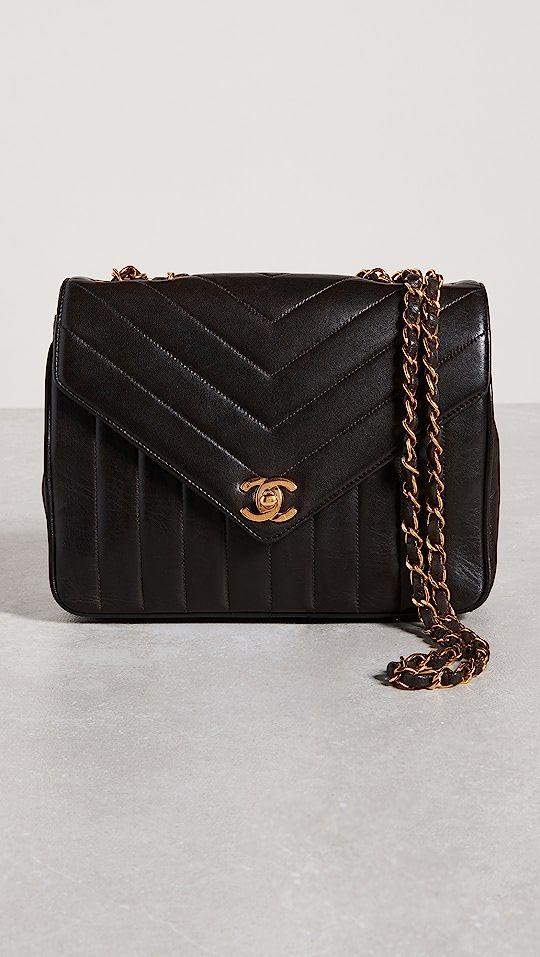 Chanel Brown Lambskin Chevron Envelope Flap Bag | Shopbop