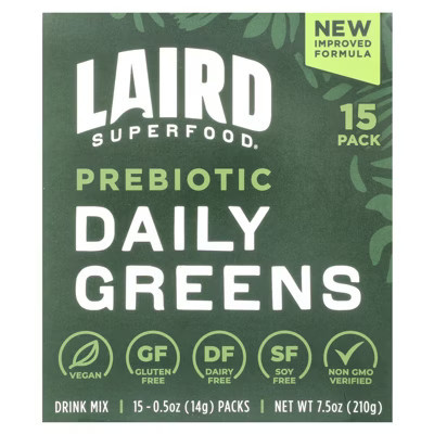 Laird Superfood Prebiotic Daily Greens, 15 Packs, 0.5 oz (14 g) Each | Target