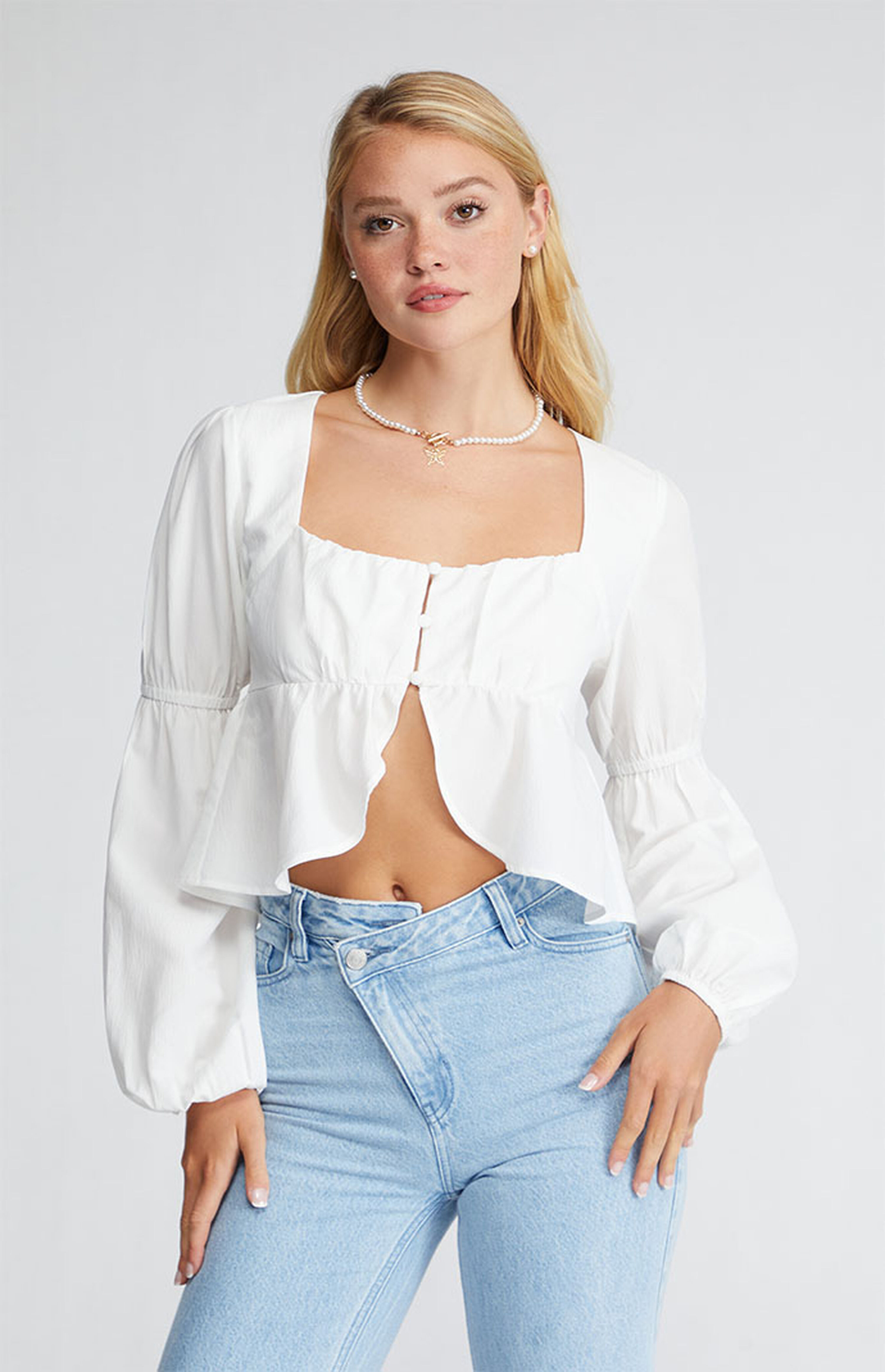 LA Hearts Button Front Blouson Top | PacSun | PacSun