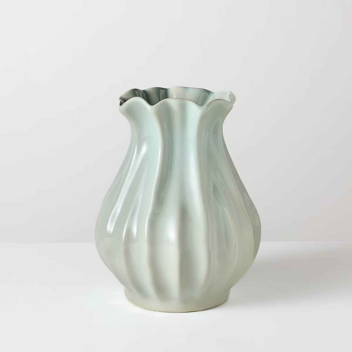 9" Pleated Ceramic Decorative Vase Blue - Hearth & Hand™ with Magnolia | Target