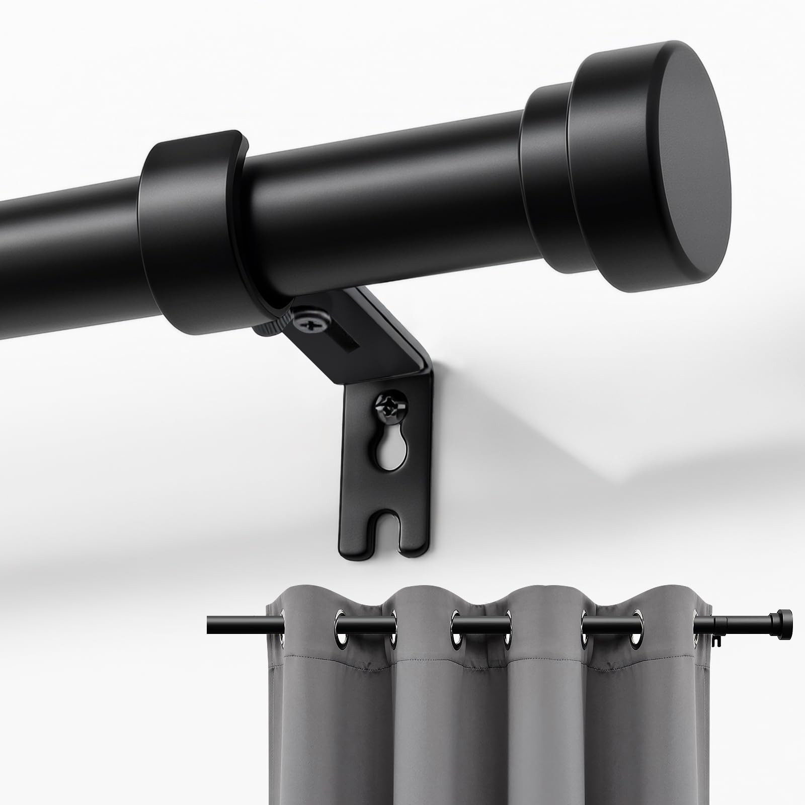 Joydeco Small Curtain Rods for Windows 16 to 28 inches, 1 inch Diameter Adjustable Decorative Window Single Rod with Aluminium Finials | Amazon (US)